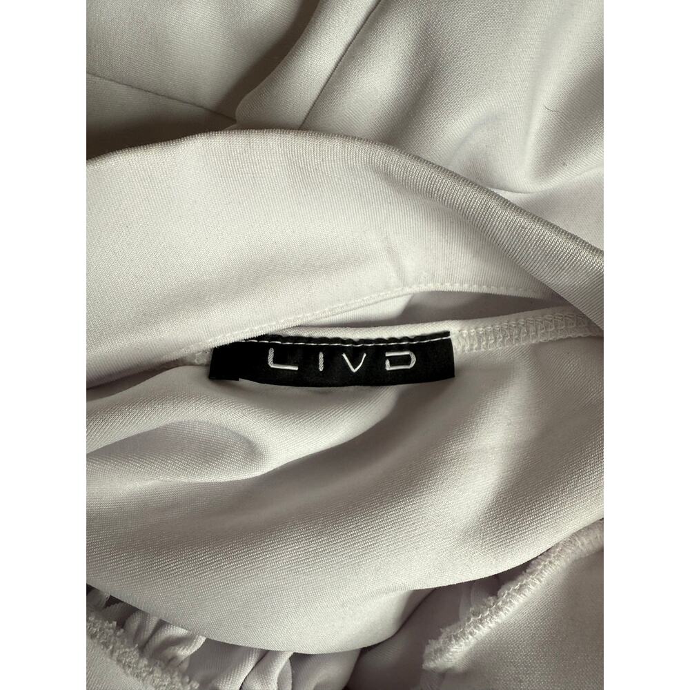 LIVD Unique Vintage White Neoprene Scuba One Shoulder Dress 1X - Picture 9 of 10